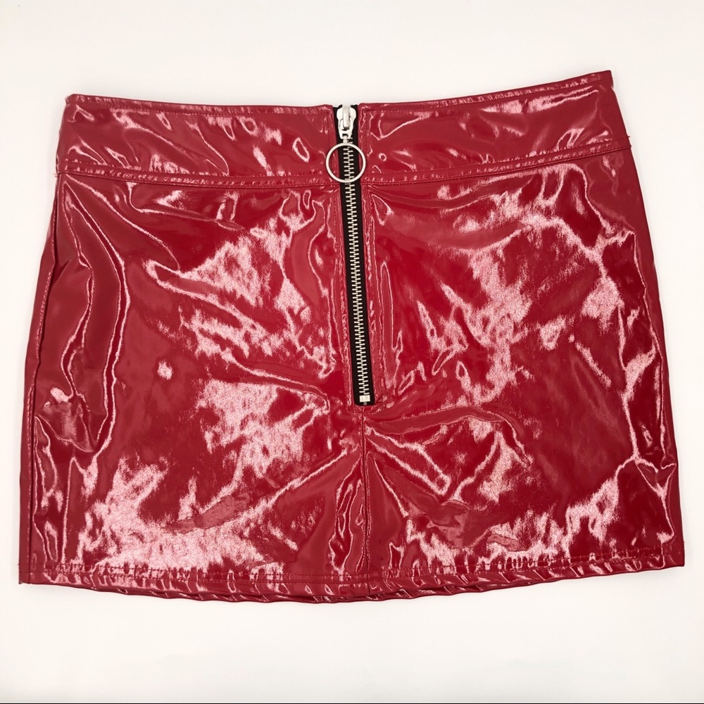 Urban Outfitters Retro Low Rise Red PU Mini Skirt